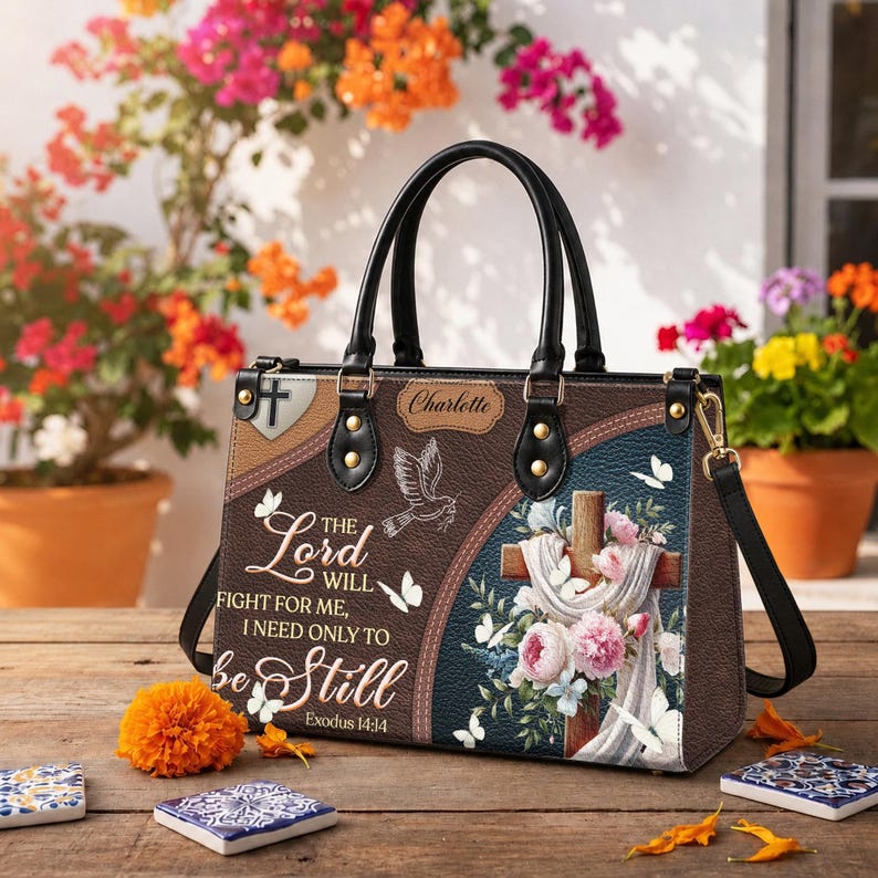 Personalized Be Still Christian Handbag – Twill Faux Leather & PU Leather