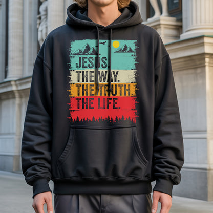 Jesus The Way The Truth The Life Vintage Sunset Christian T-Shirt John 14:6 Faith Tee