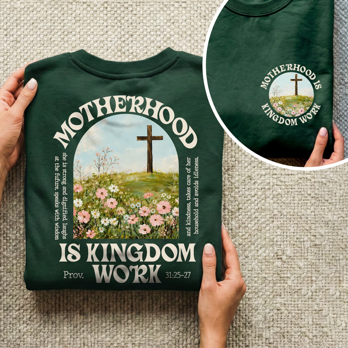 She Builds with Faith, Floral Cross Calling – Two Sides – She is Bless – Unisex Tshirt /Hoodie/Sweatshirt