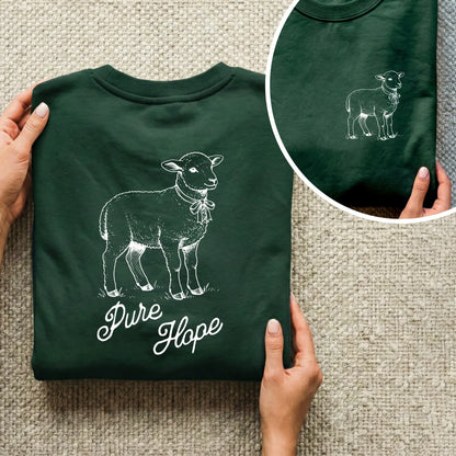 Pure Hope: The Gentle Lamb - Two Sides - Wild Animals - Unisex Tshirt / Hoodie / Sweatshirt - Faith Guided Life