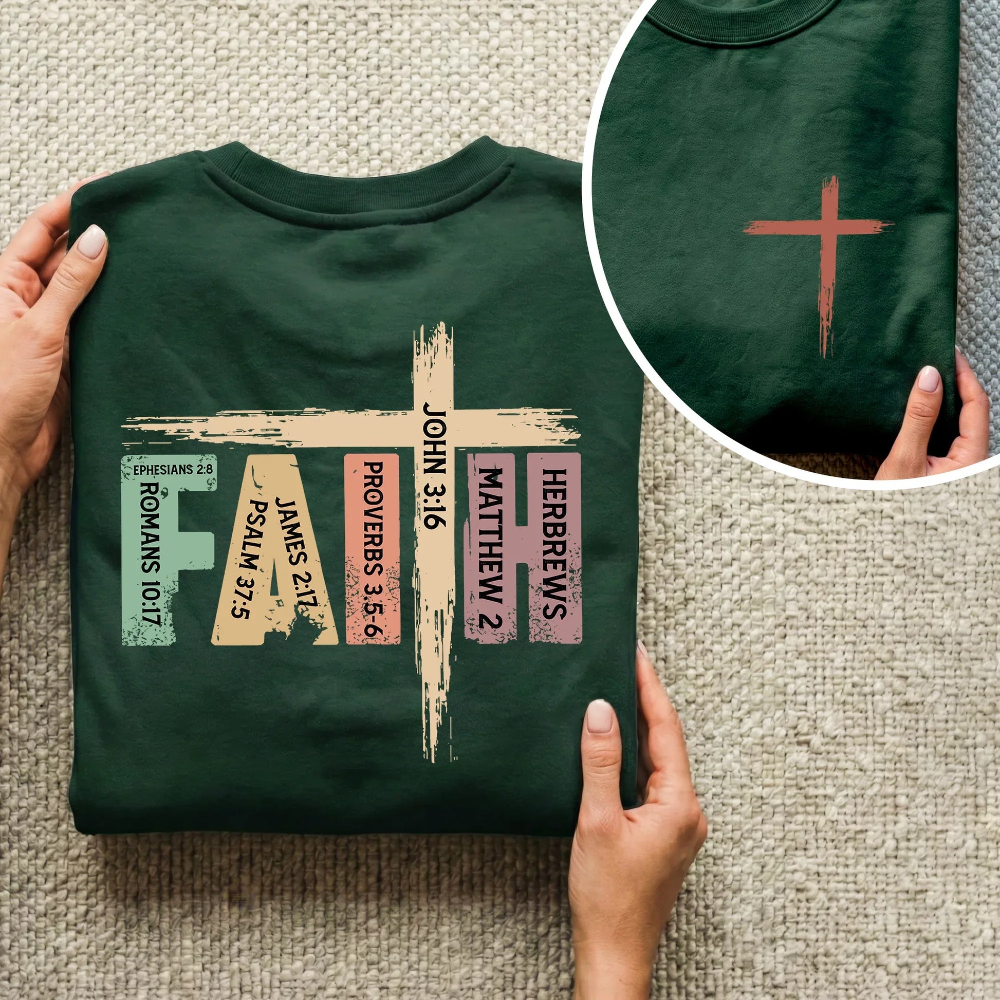 Faith Scripture Cross Typography – Two Sides – Minimalist Faith – Unisex Tshirt /Hoodie/Sweatshirt - Faith Guided Life