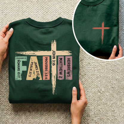 Faith Scripture Cross Typography – Two Sides – Minimalist Faith – Unisex Tshirt /Hoodie/Sweatshirt - Faith Guided Life