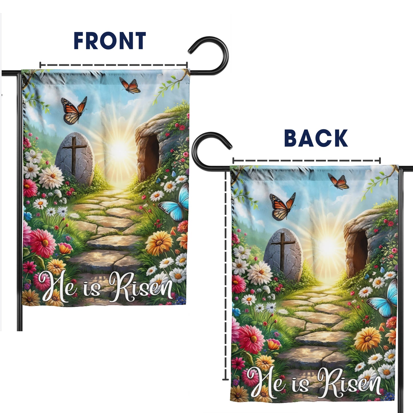 He Is Risen Empty Tomb Garden Flag