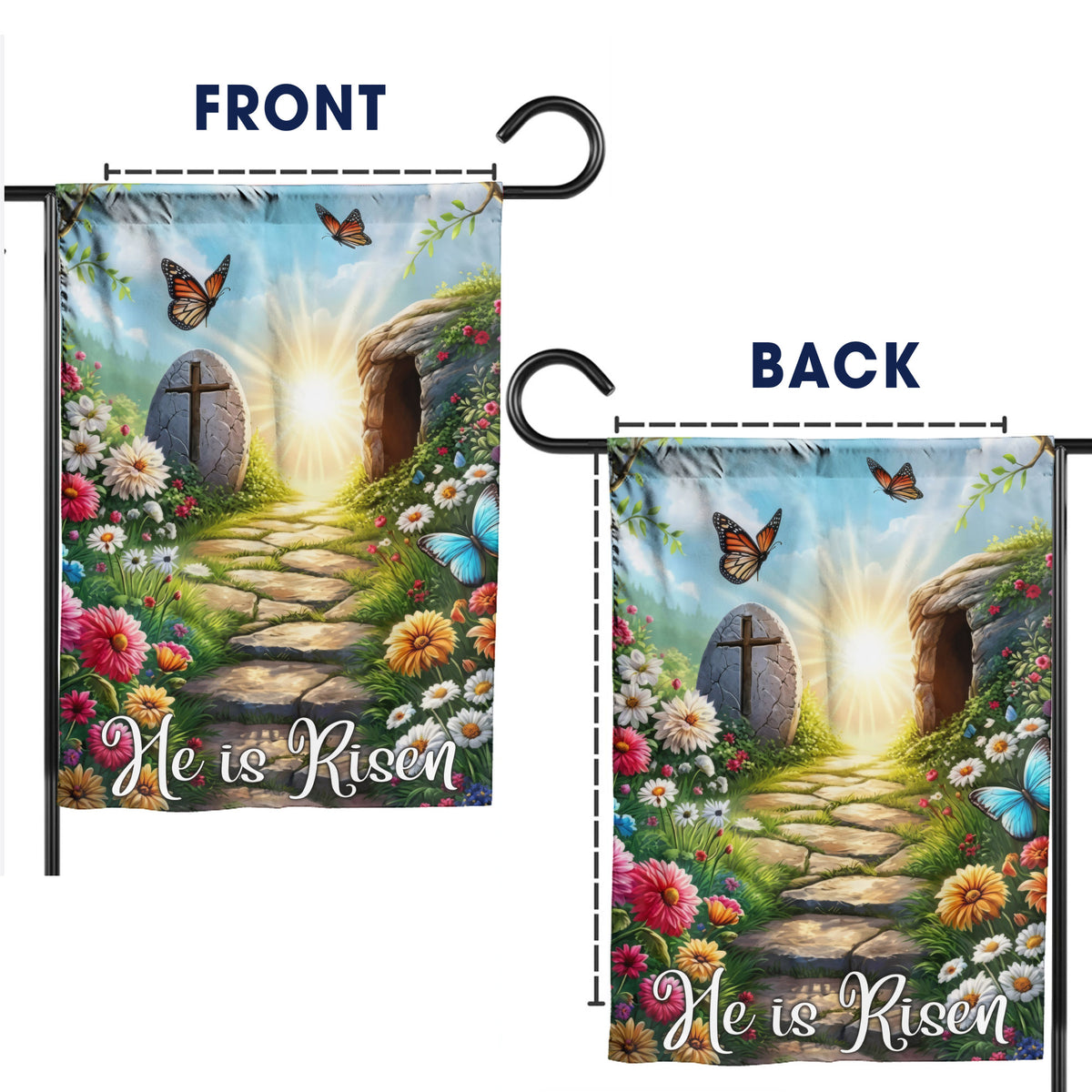 He Is Risen Empty Tomb Garden Flag