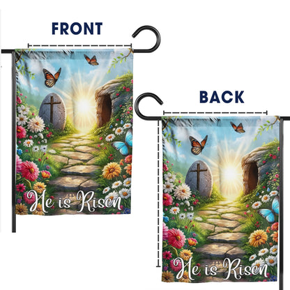 He Is Risen Empty Tomb Garden Flag