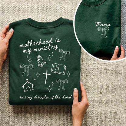 Minimal Mama Ministry with Christian Icons – Two Sides – She is Bless – Unisex Tshirt /Hoodie/Sweatshirt