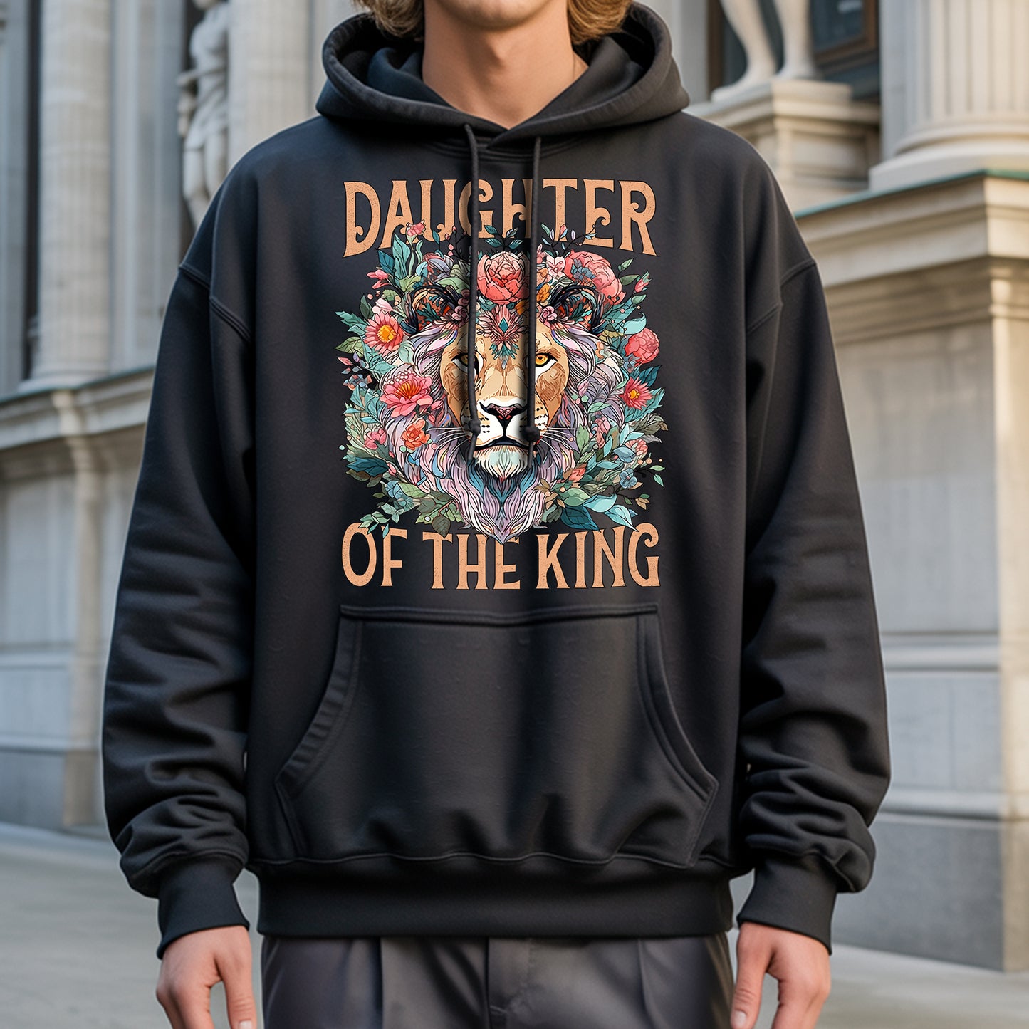 "Daughter of the King" Lion & Floral Christian T-Shirt | Faith Guided Life Apparel