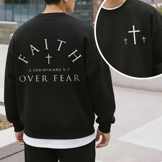 Faith Over Fear Scripture Design Minimalist Cross Typography - Minimalist Faith - Unisex Tshirt / Hoodie / Sweatshirt - Faith Guided Life