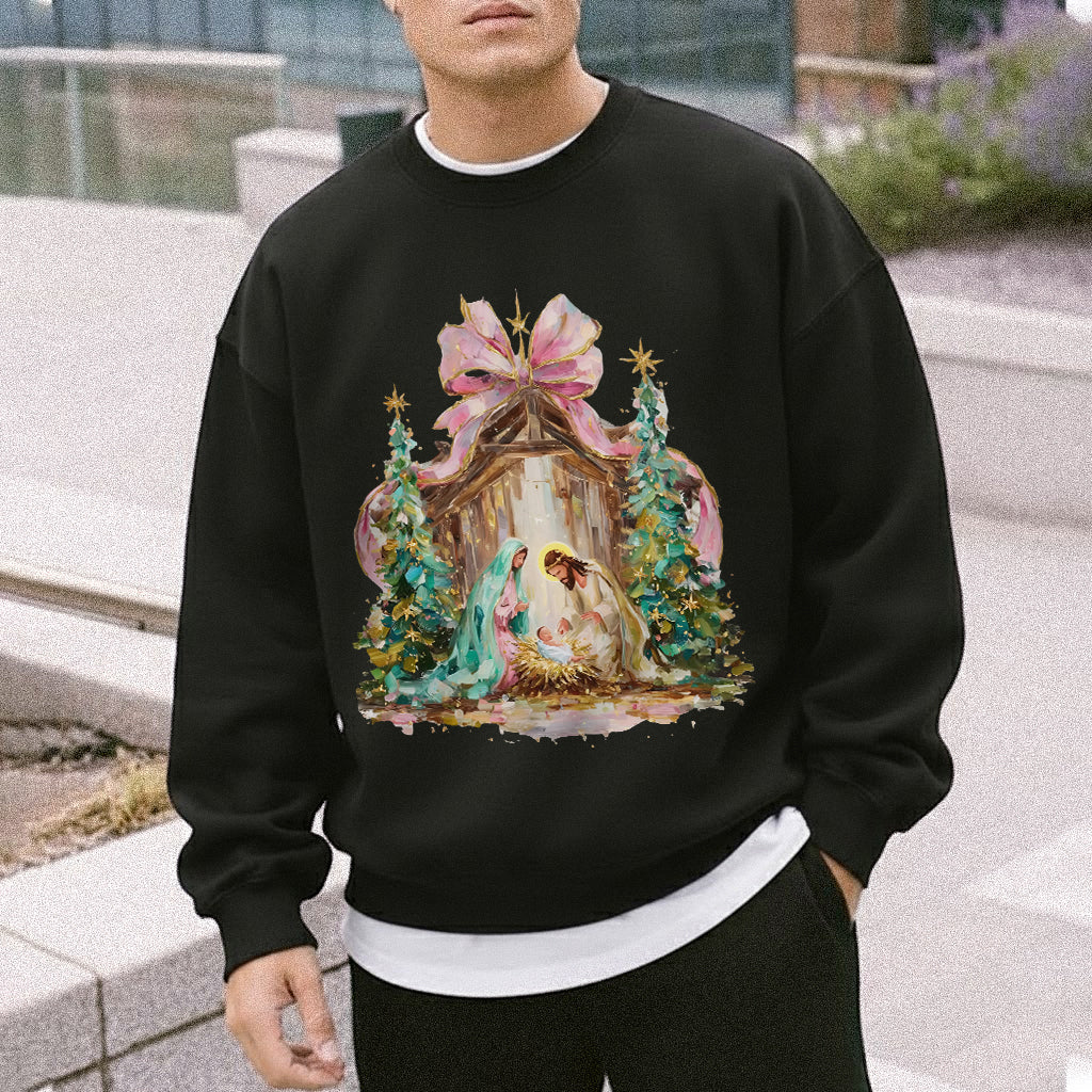 Retro Nativity Scene Christmas – Holy Family Art – Unisex Tshirt / Hoodie / Sweatshirt