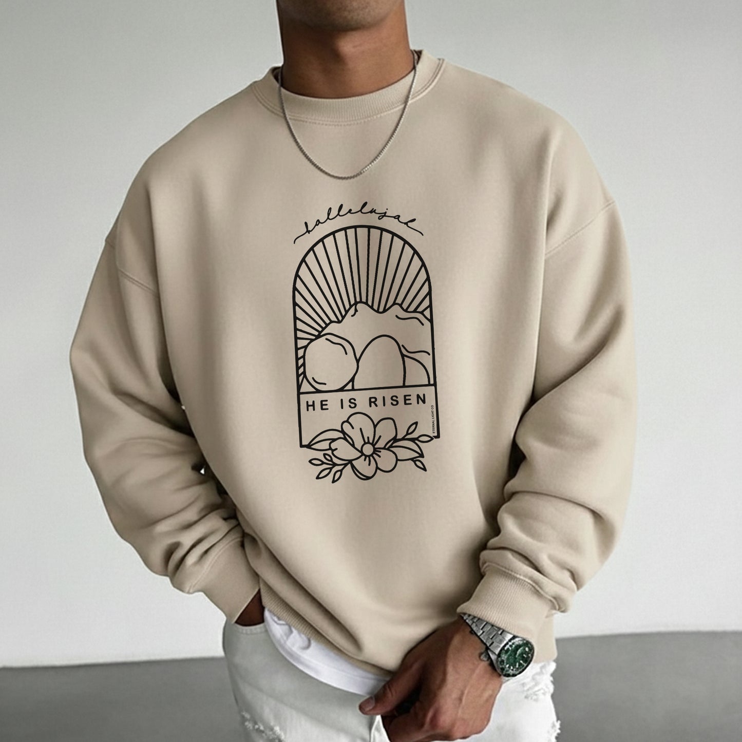 Easter Sunday Empty Tomb Line Art – He is Risen – Unisex Tshirt / Hoodie / Sweatshirt