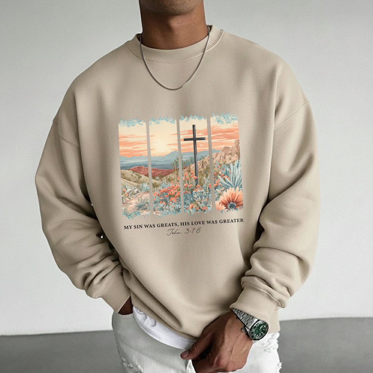 John 3:16 Christian Desert Landscape – He is Risen – Unisex Tshirt / Hoodie / Sweatshirt