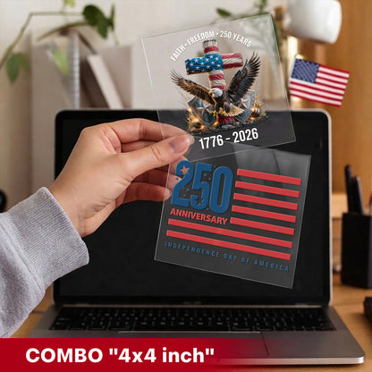 [NEW] Waterproof USA 250 Faith Freedom Eagle Cross Decal – 1776–2026 Patriotic Design