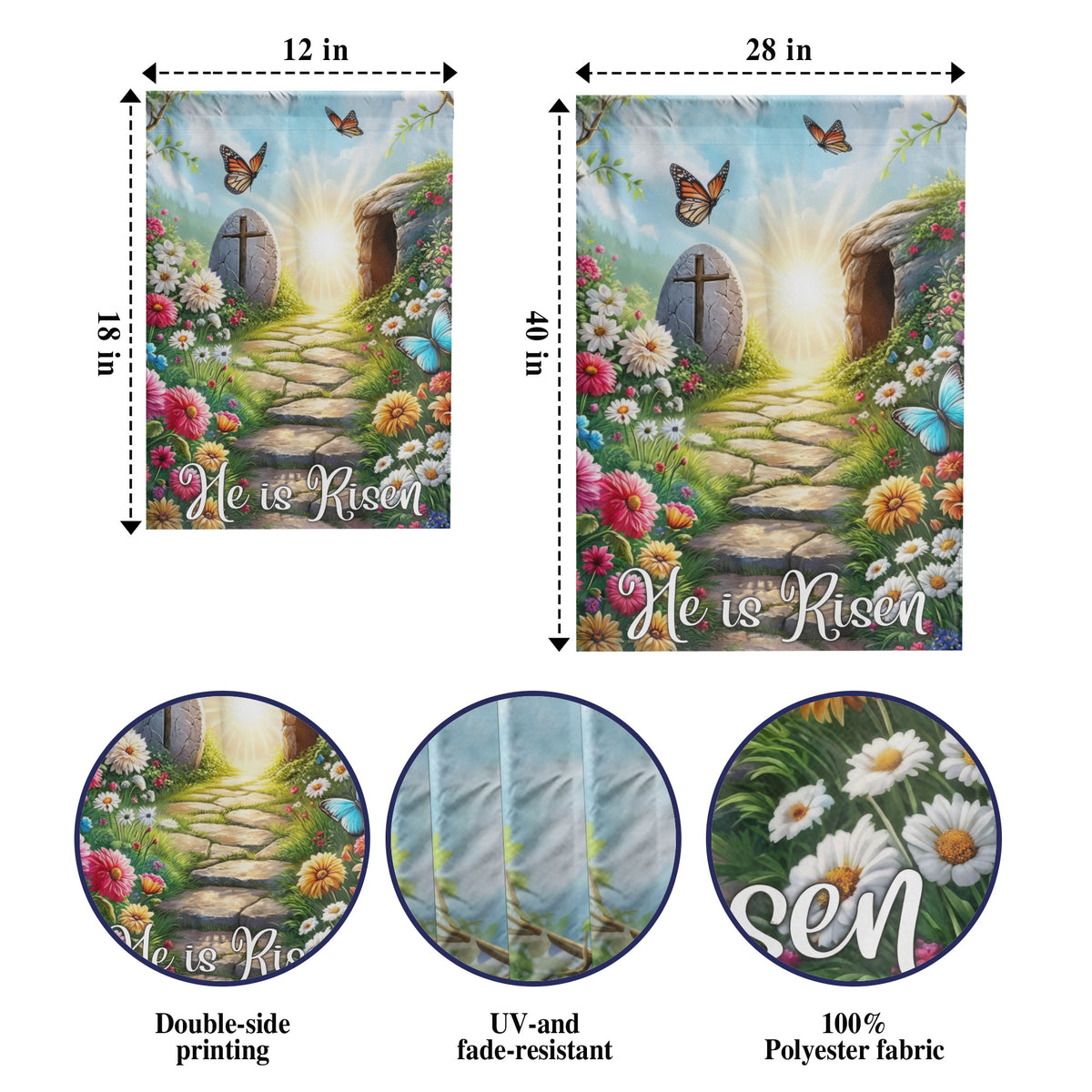 He Is Risen Empty Tomb Garden Flag