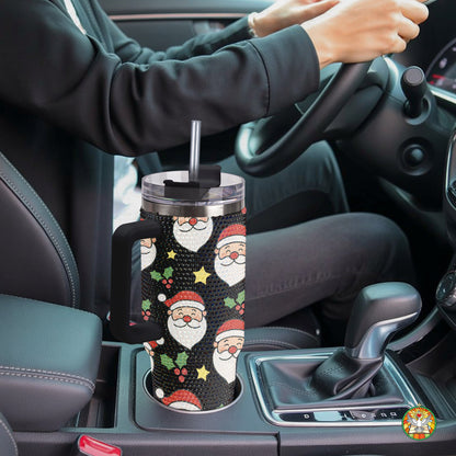 Santa Christmas Bling Diamond Tumbler 40oz - Sparkling Holiday Rhinestone Cup