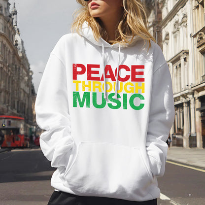 Peace Through Music T-Shirt - Rastafarian Colors Unity Declaration