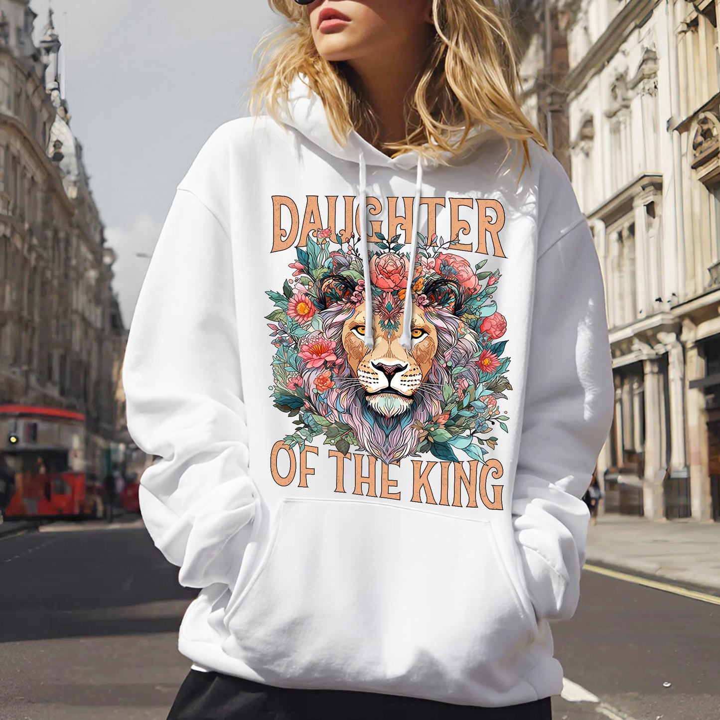 "Daughter of the King" Lion & Floral Christian T-Shirt | Faith Guided Life Apparel