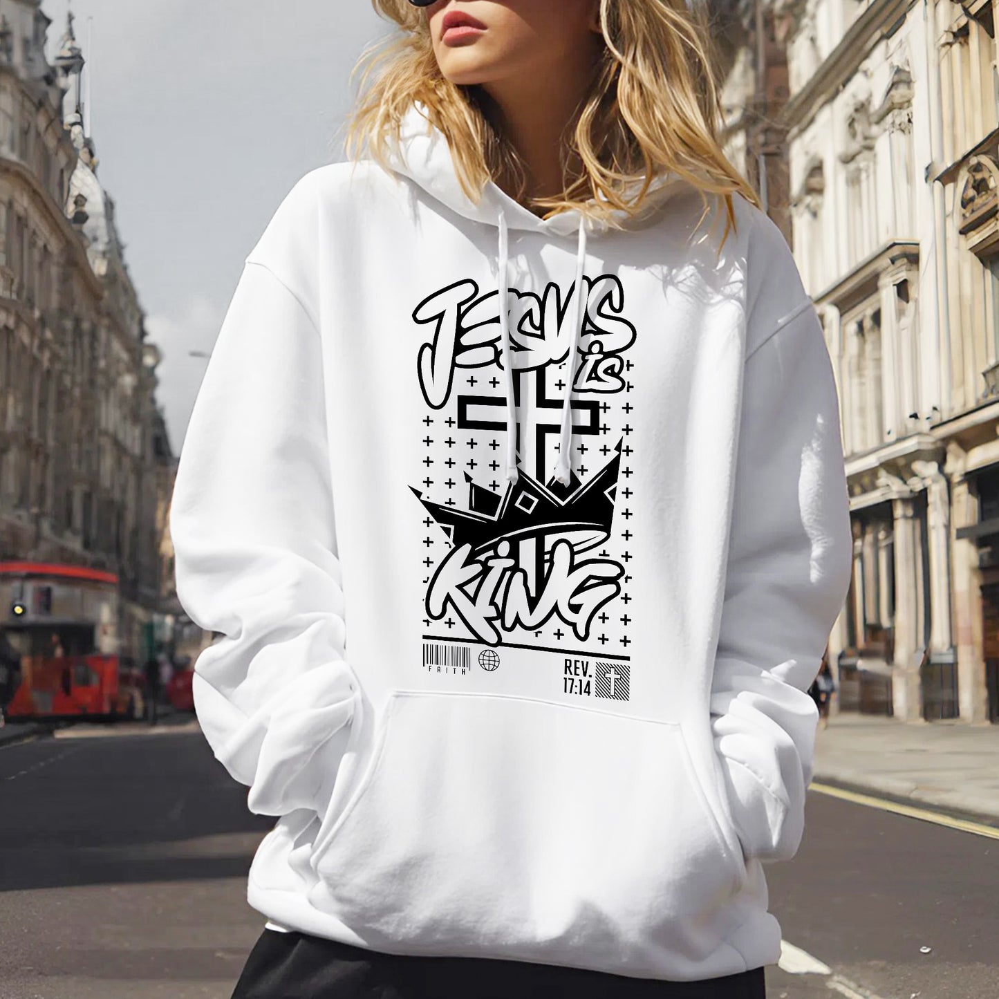 "Jesus is King" Crown Typography Christian T-Shirt | Faith Guided Life Apparel