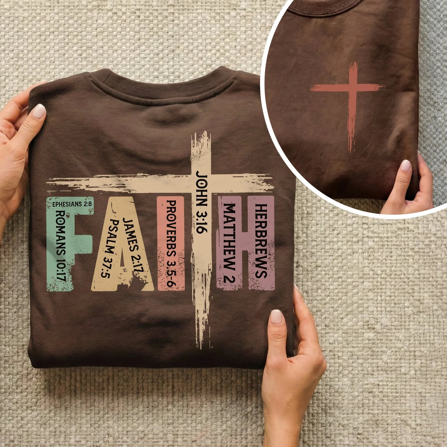 Faith Scripture Cross Typography – Two Sides – Minimalist Faith – Unisex Tshirt /Hoodie/Sweatshirt - Faith Guided Life