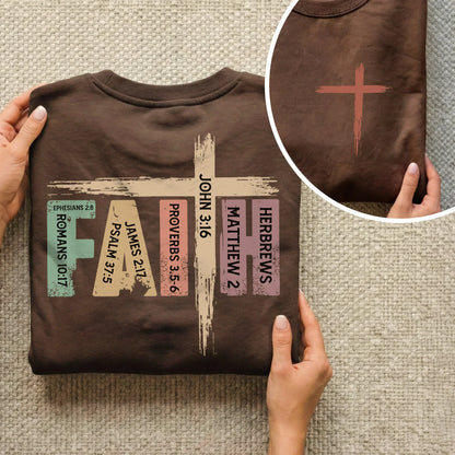 Faith Scripture Cross Typography – Two Sides – Minimalist Faith – Unisex Tshirt /Hoodie/Sweatshirt - Faith Guided Life