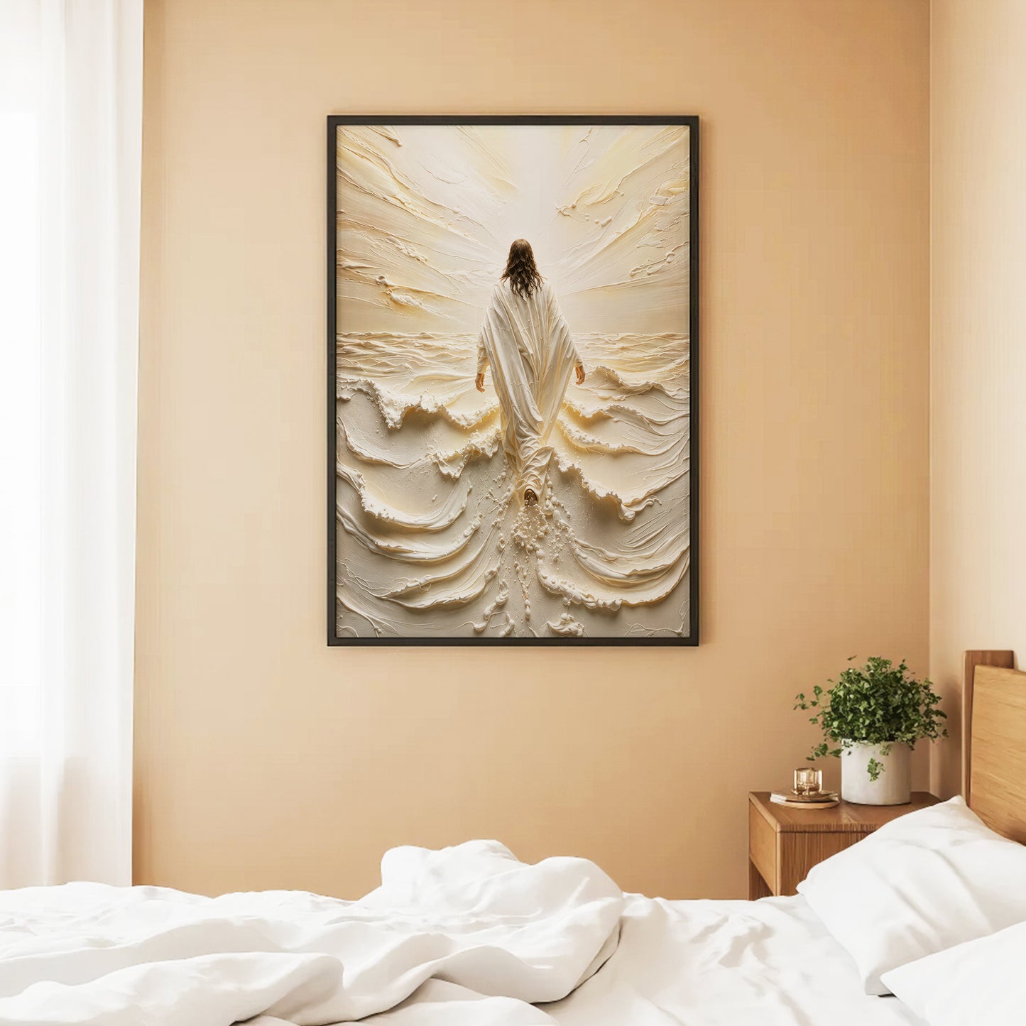 Jesus Walking on Water Through Divine Light Poster/Canvas