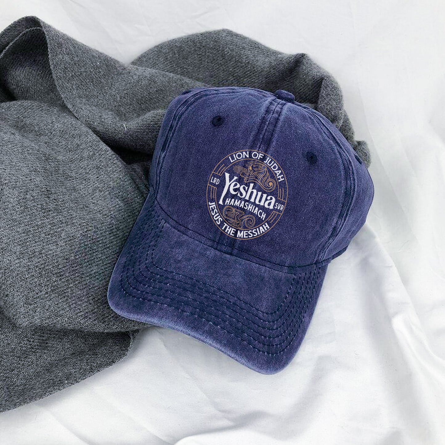Lion of Judah Yeshua Hamashiach Embroidered Baseball Cap - Premium Christian Faith Hat
