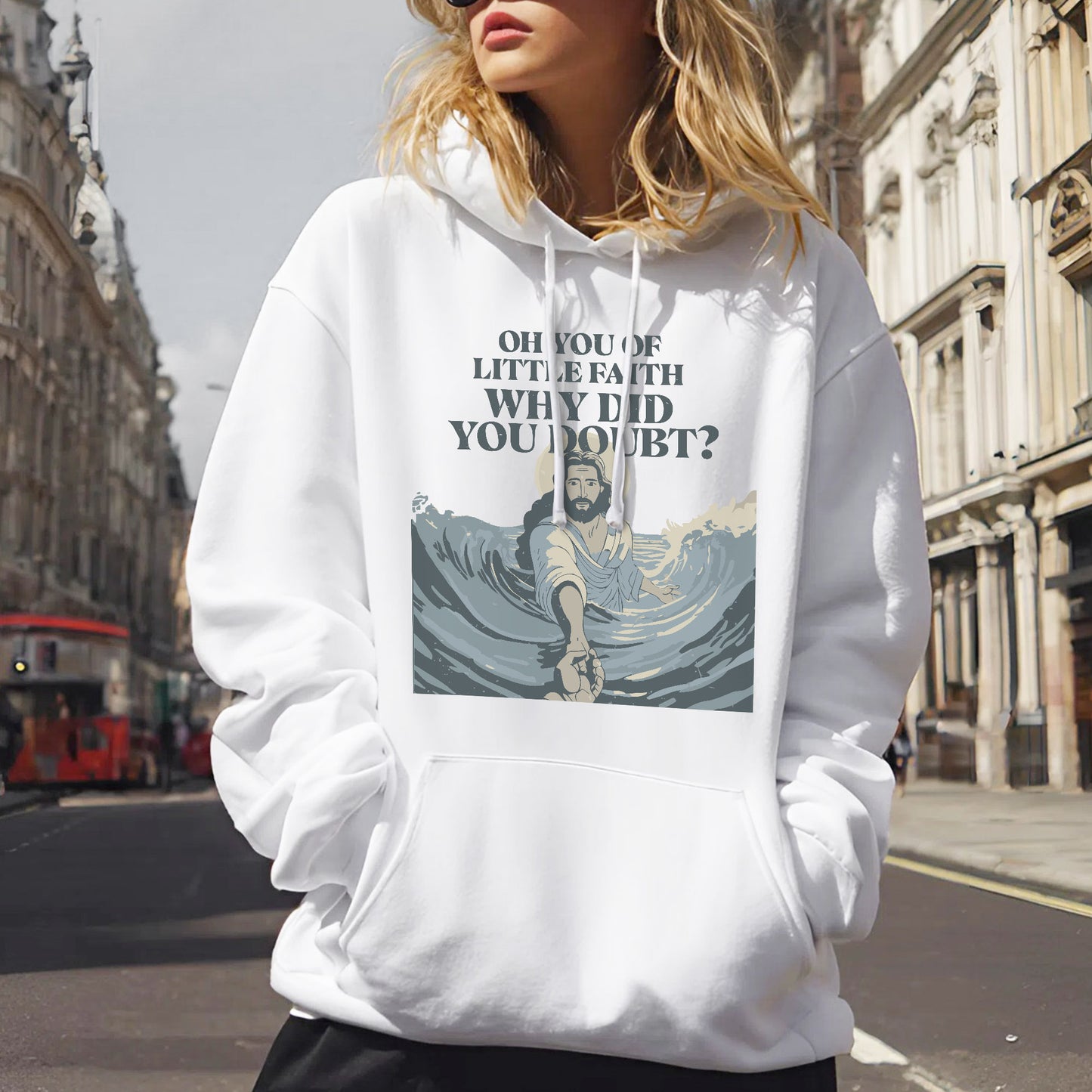 Oh You Of Little Faith Why Did You Doubt? T-Shirt - Jesus Walking on Water Biblical Story