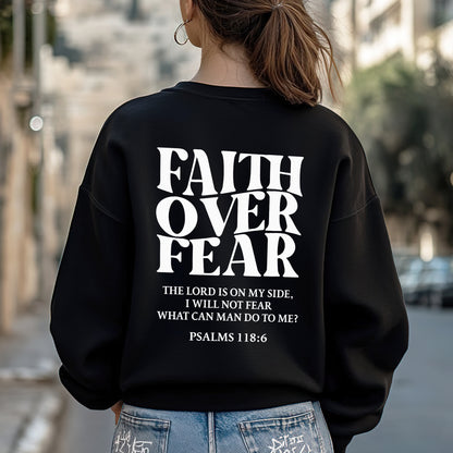 Faith Over Fear Christian T-Shirt Two Sides with Psalms 118:6 | Faith Guided Life Apparel