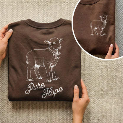 Pure Hope: The Gentle Lamb - Two Sides - Wild Animals - Unisex Tshirt / Hoodie / Sweatshirt - Faith Guided Life
