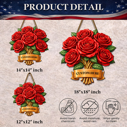 Personalized Mother's Day Rose Bouquet Wood Sign