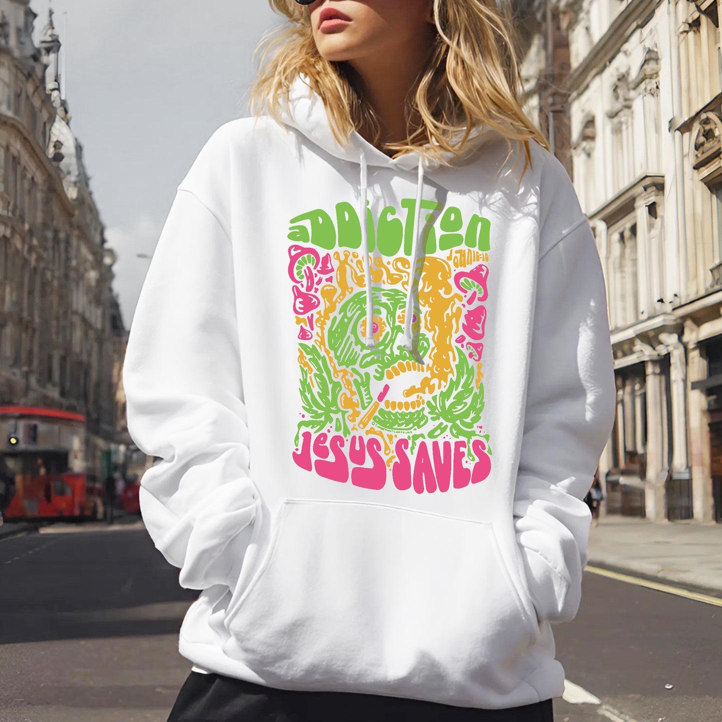 "Addiction Jesus Saves" Skull Design Christian T-Shirt | Faith Guided Life Apparel