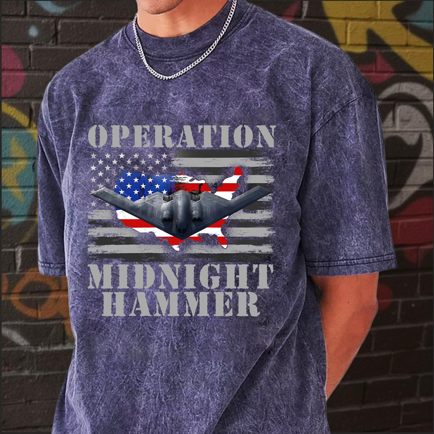 Operation Midnight Hammer Patriotic Unisex 100% Cotton Vintage Washed Christian T-Shirt | God Bless America Military Tribute