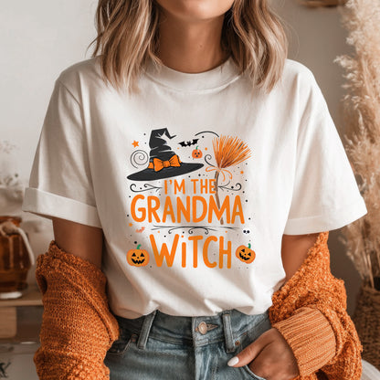 I'm The Grandma Witch Halloween T-Shirt Funny Grandmother Pumpkin Spooky Season Tee