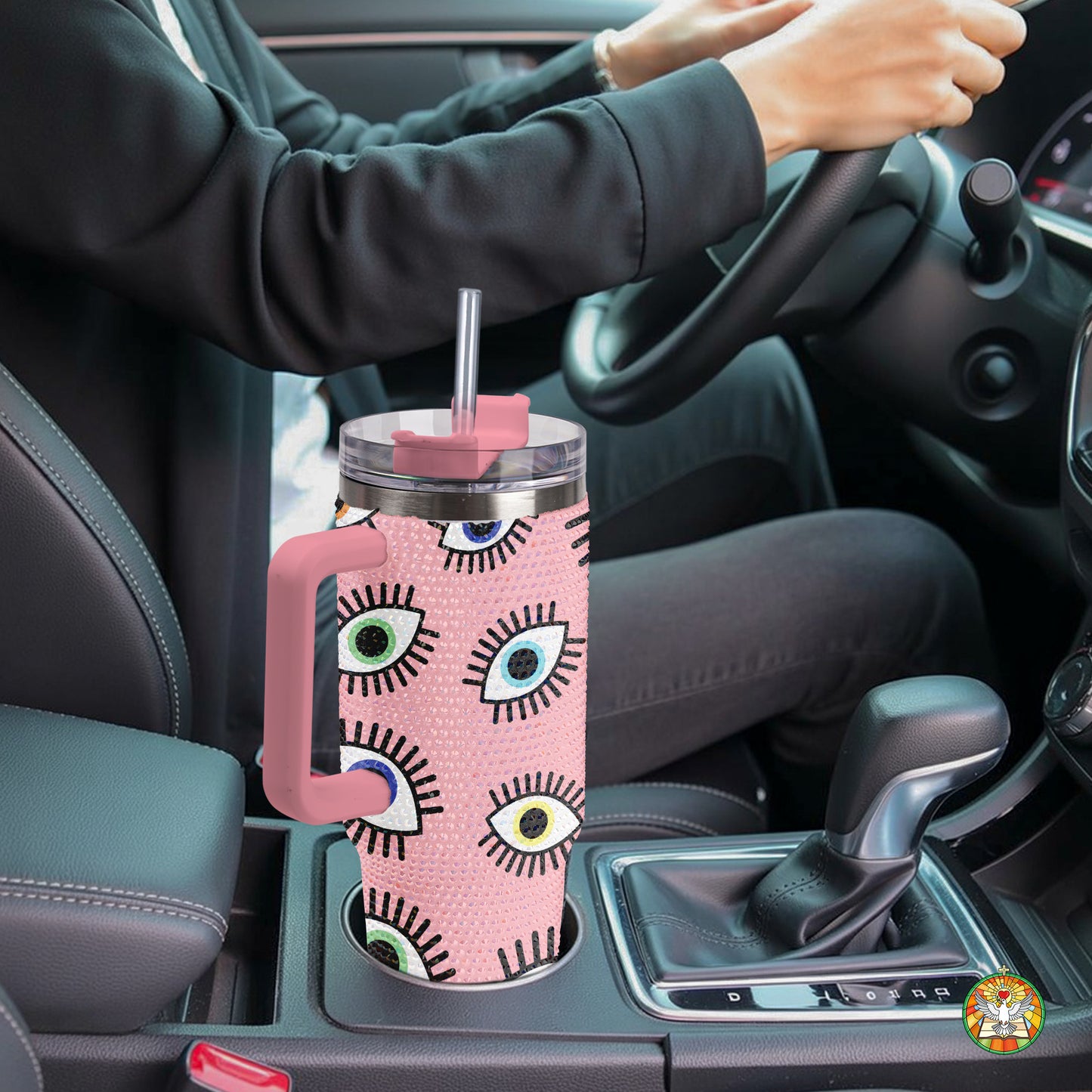 Evil Eye Pink Bling Diamond Tumbler 40oz - Sparkling Protection Rhinestone Cup