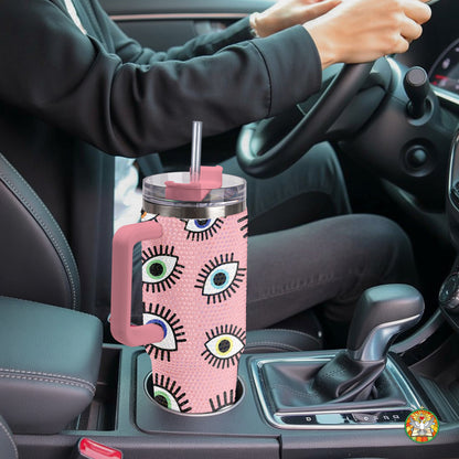 Evil Eye Pink Bling Diamond Tumbler 40oz - Sparkling Protection Rhinestone Cup