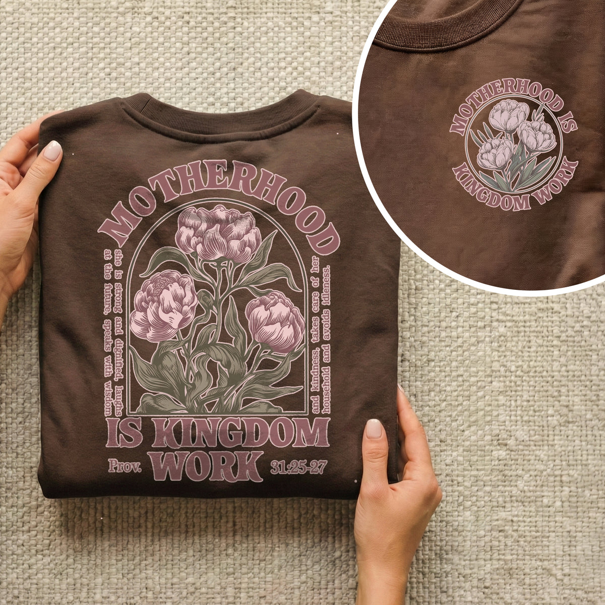 Motherhood Is Kingdom Work Christian – Proverbs 31 Floral Faith– Two Sides – She is Bless – Unisex Tshirt /Hoodie/Sweatshirt
