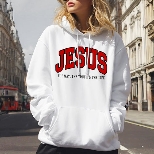 "Jesus The Way The Truth The Life" Unisex Varsity Style Christian T-Shirt | John 14:6 Bold Declaration Tee | Faith Guided Life Apparel