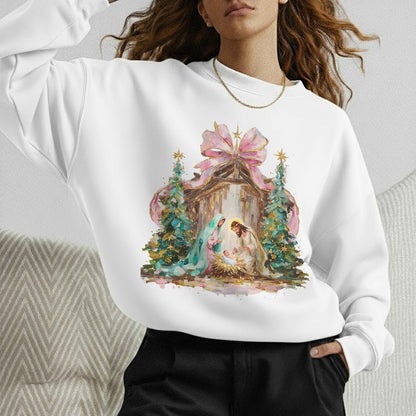 Retro Nativity Scene Christmas – Holy Family Art – Unisex Tshirt / Hoodie / Sweatshirt