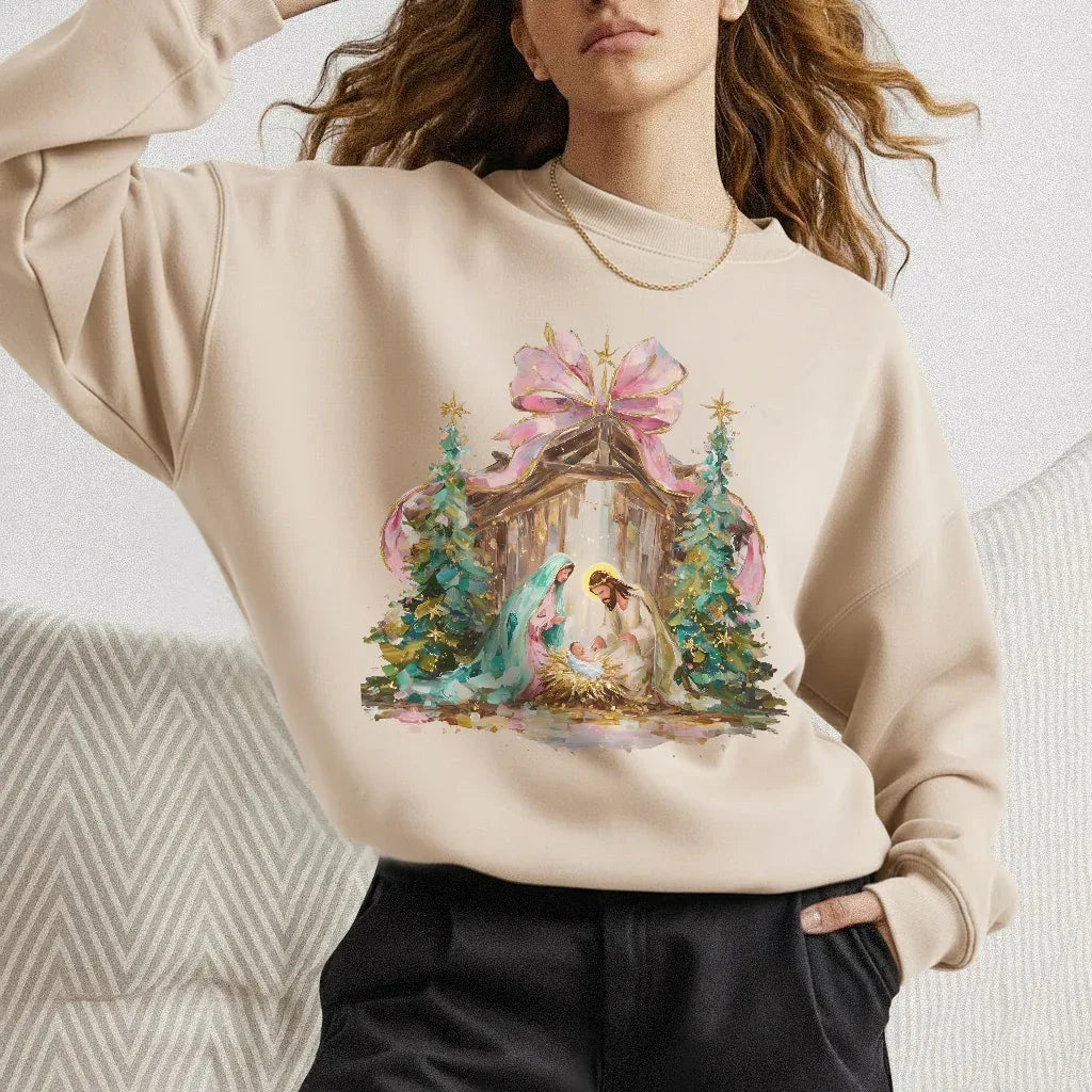 Retro Nativity Scene Christmas – Holy Family Art – Unisex Tshirt / Hoodie / Sweatshirt - Faith Guided Life