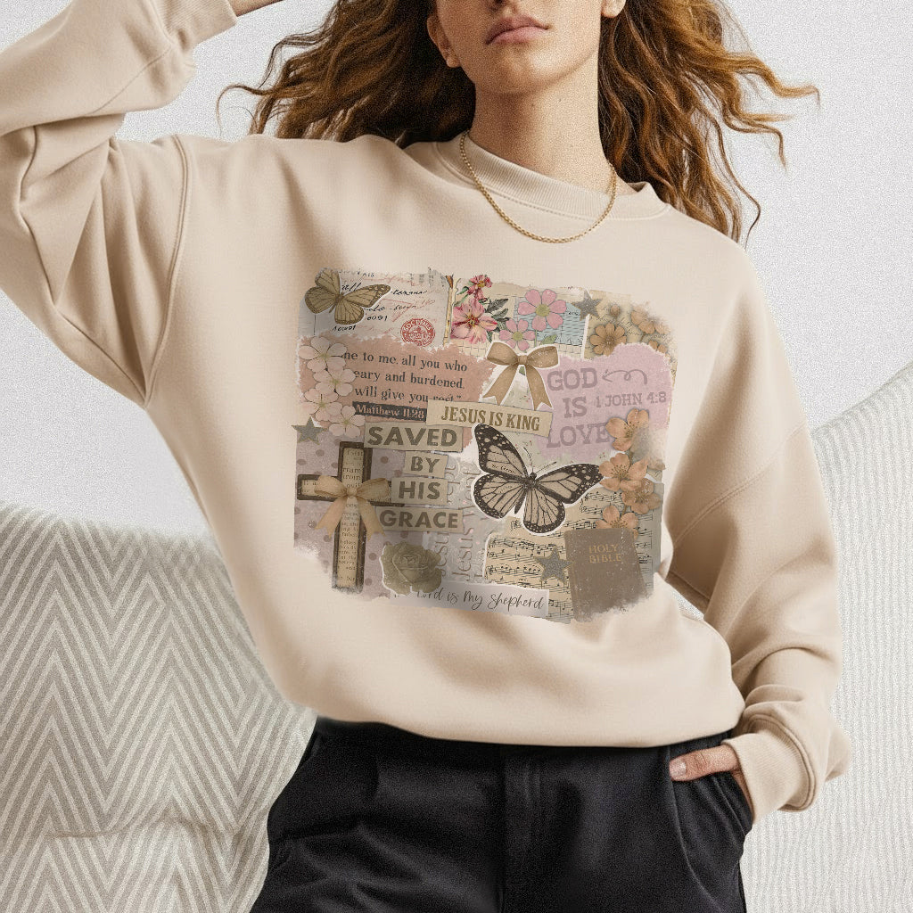 Christian Scrapbook Save by his Grace - Christian Doodle - Unisex Tshirt / Hoodie / Sweatshirt