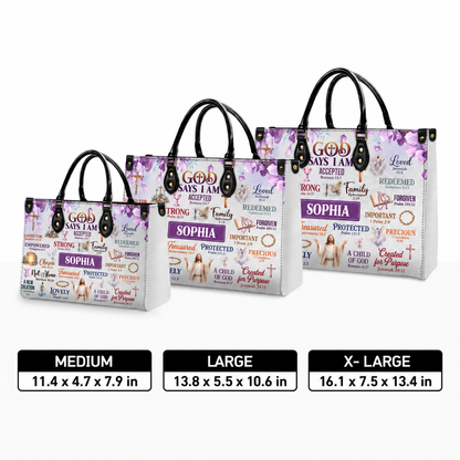 Personalized God Says I Am Christian Handbag – Twill Faux Leather & PU Leather