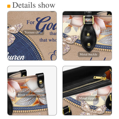 John 3:16 For God So Loved The World Eternal Life Personalized Christian Faith Leather Handbag