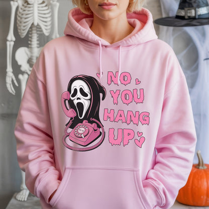 No You Hang Up Ghostface Pink Phone Halloween T-Shirt Scream Movie Horror Romance Tee