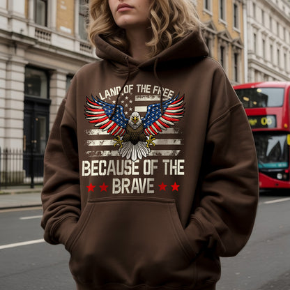 Land of the Free Because of the Brave Patriotic USA Eagle Tshirt