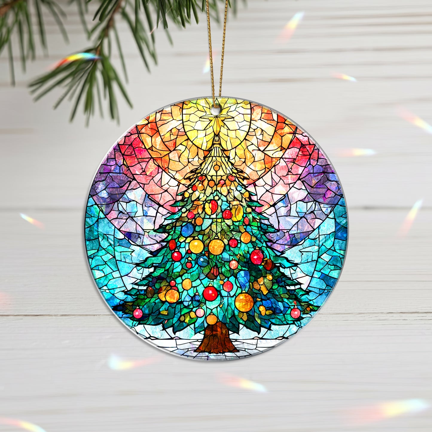 Layered Art Nativity Scene Christmas Ornament | Mary and Jesus in Winter Forest | Christian Keepsake Decoration
