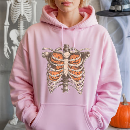 Pumpkin Ribcage Skeleton Halloween T-Shirt Jack-O-Lantern Anatomy Spooky Season Tee