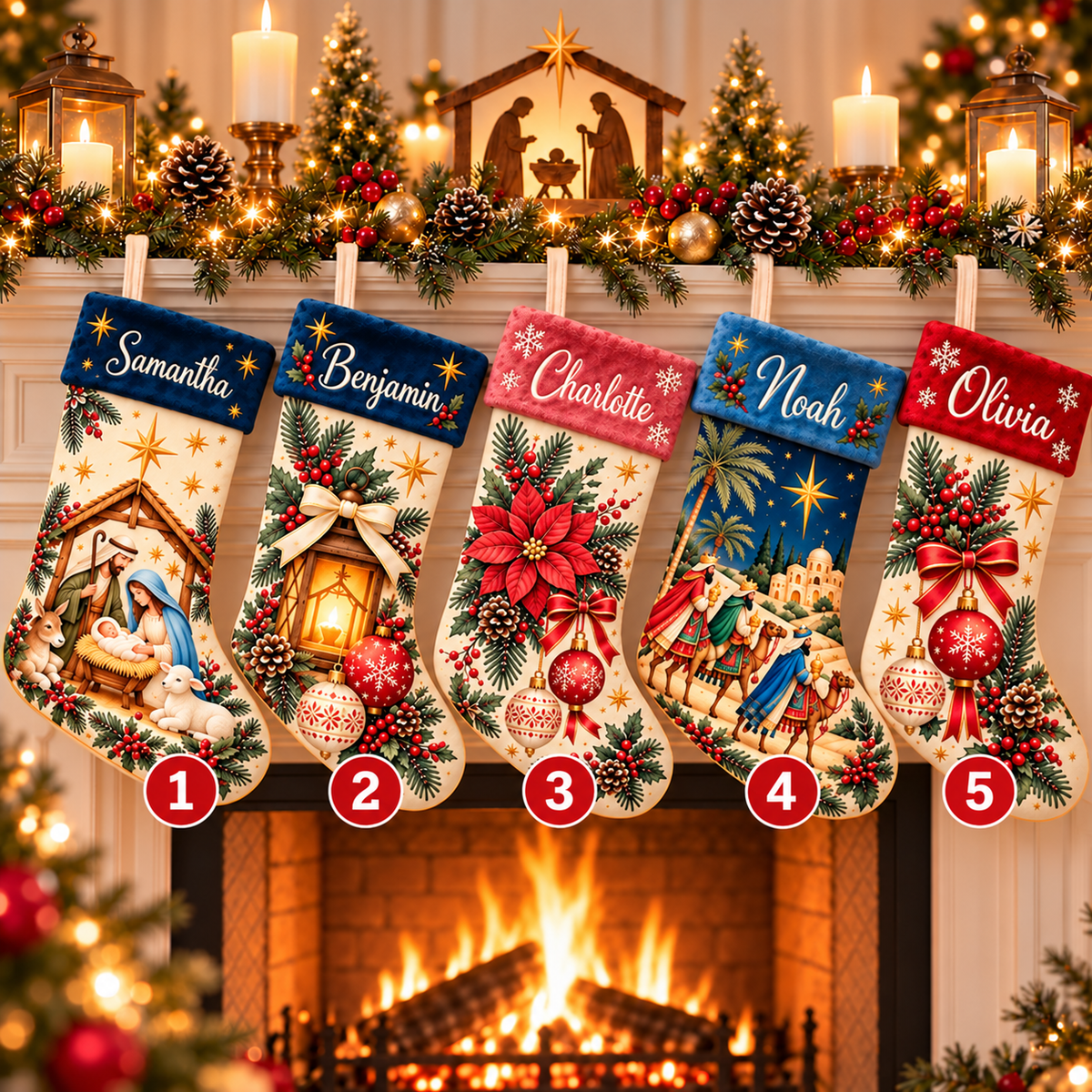 Personalized Nativity Christmas Stocking – Custom Name Christian Holiday Stocking, Festive Fireplace Decor & Family Christmas Gift