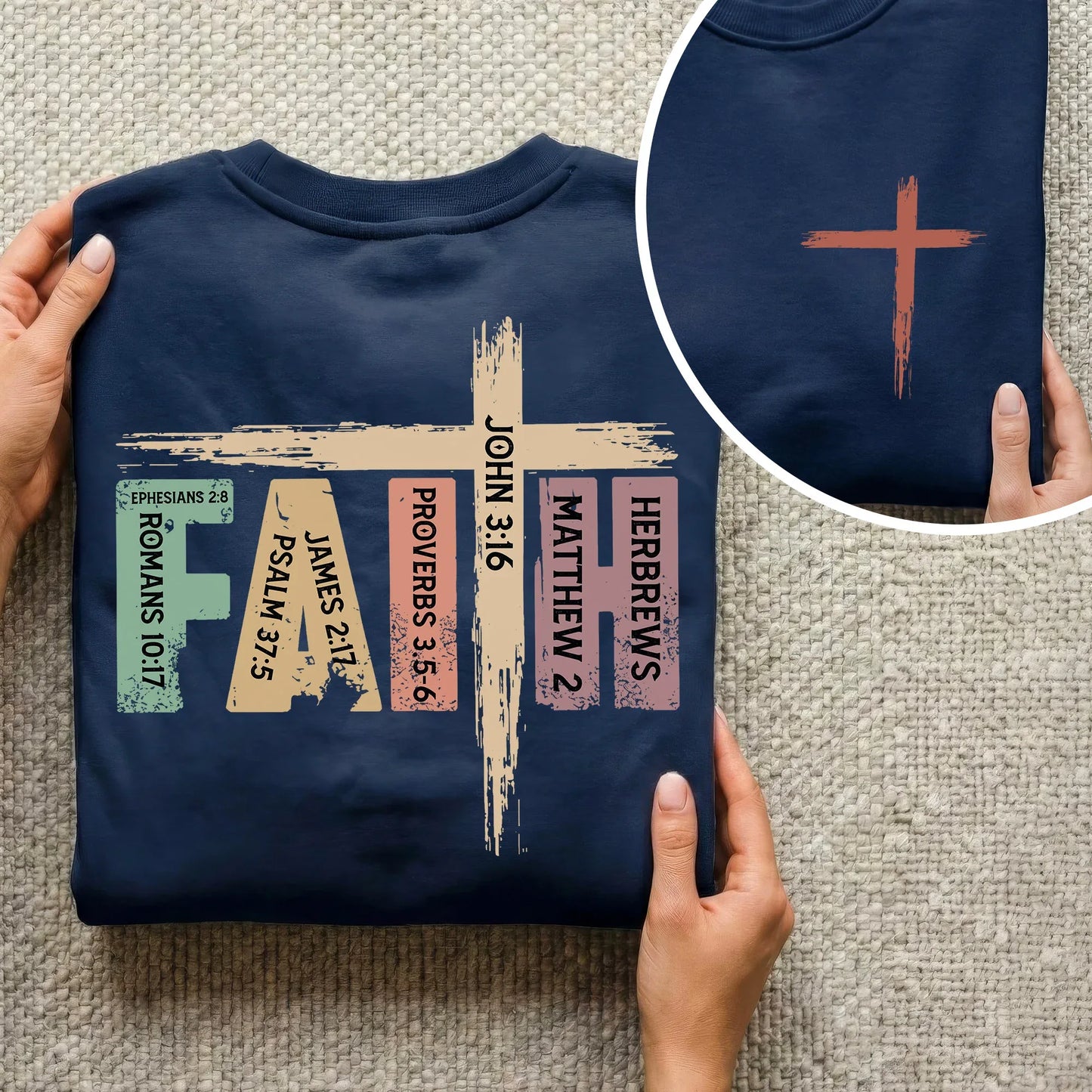 Faith Scripture Cross Typography – Two Sides – Minimalist Faith – Unisex Tshirt /Hoodie/Sweatshirt - Faith Guided Life