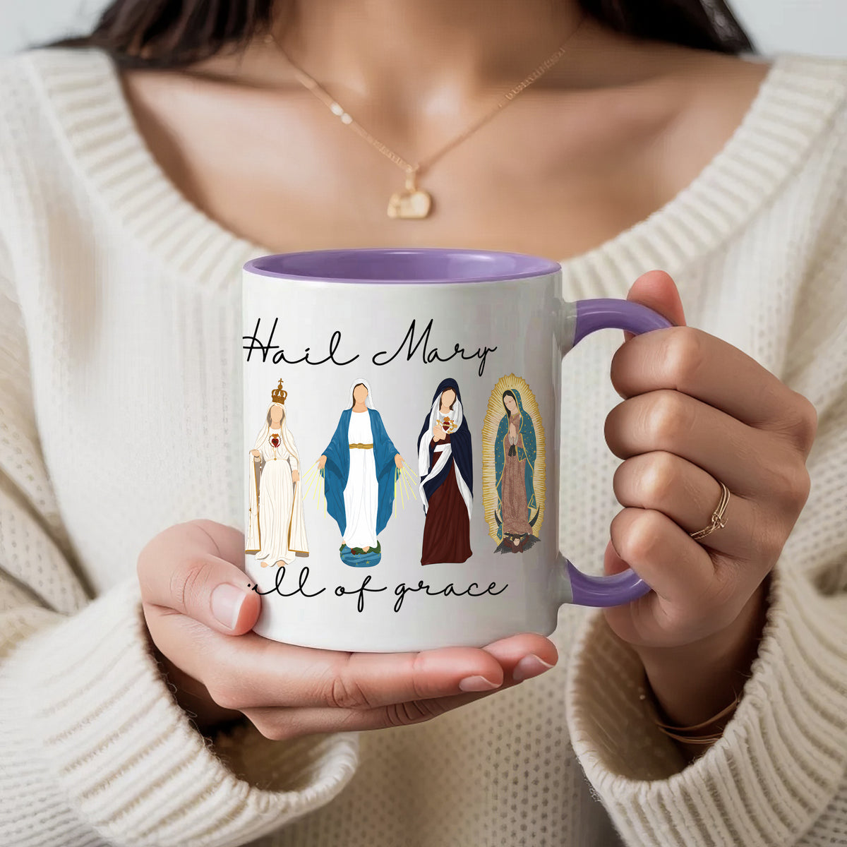 Hail Mary Full of Grace Ceramic Mug - Perfect Christian Gift, Prayer Mug, or Daily Inspiration