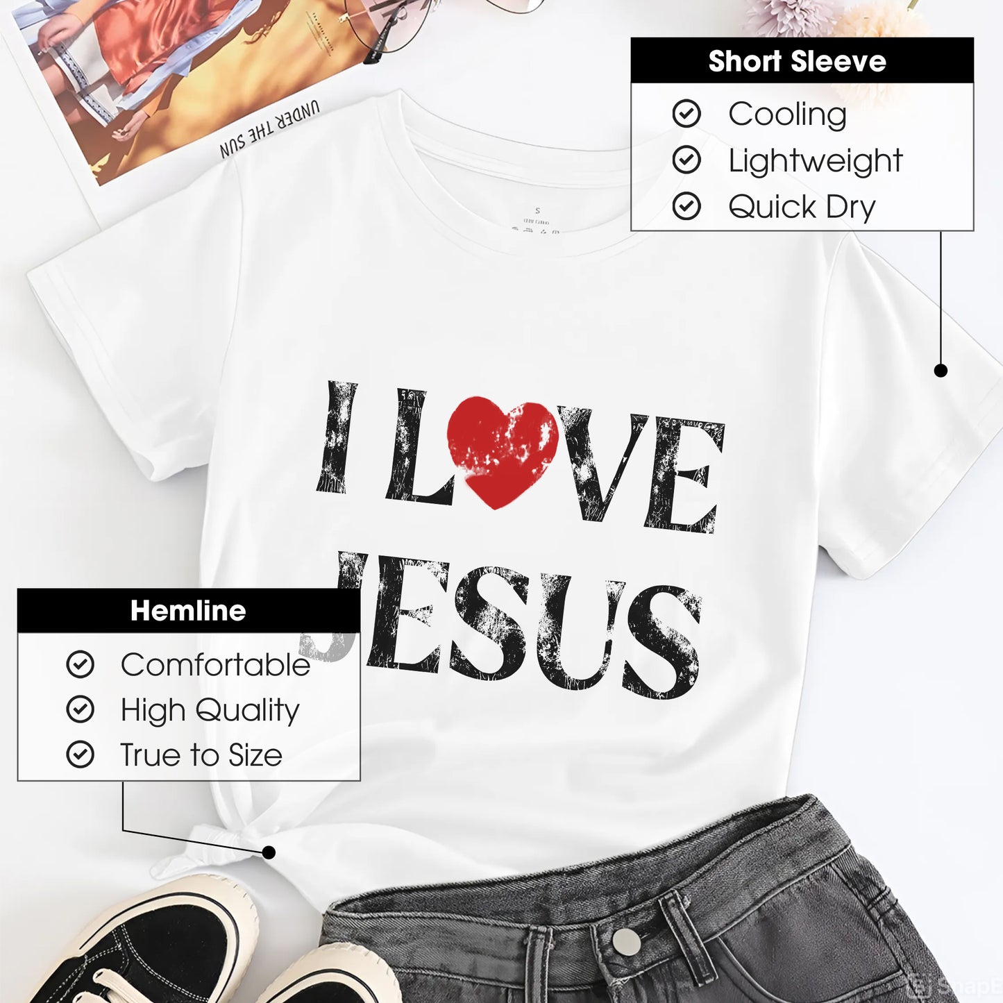 "I Love Jesus" Unisex Distressed Christian T-Shirt | John 3:16 Love Declaration Tee | Faith Guided Life Apparel