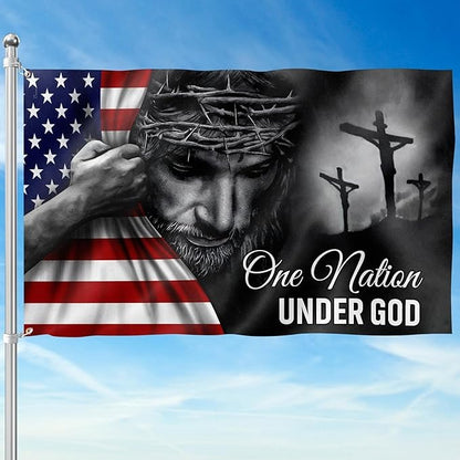 One Nation Under God American Jesus Flag - House Flag/Garden Flag